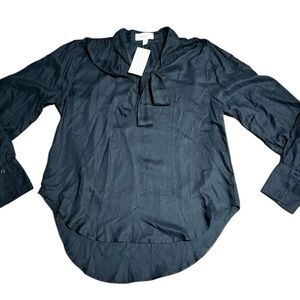 Cloth & Stone x EVEREVE Black Tie‑Front Tunic Blouse NWT | Women’s M